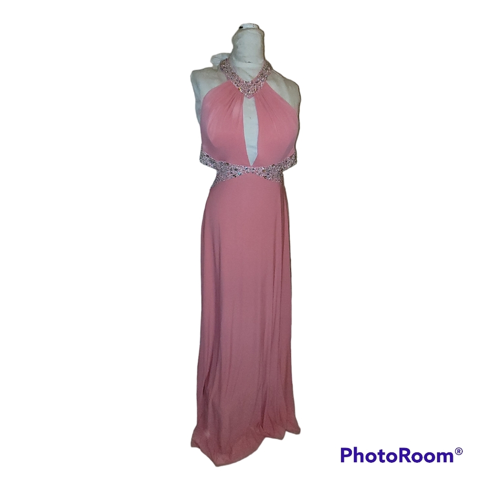 May Queen Coral Rhinestone Prom Dress